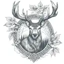 celtic deer head with trees tattoo design idea