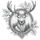 celtic deer head with trees tattoo design idea