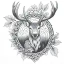 celtic deer head with trees tattoo design idea