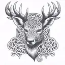 celtic deer head tattoo design idea