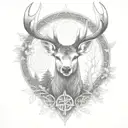 celtic deer head with trees tattoo design idea