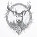 celtic deer head with trees tattoo design idea