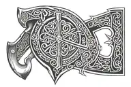 celtic axe and shield tattoo design idea
