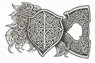 celtic axe and shield tattoo design idea