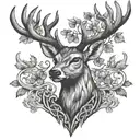 celtic deer head with trees tattoo design idea