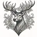 celtic deer head with trees tattoo design idea