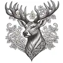 celtic deer head with trees tattoo design idea
