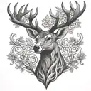 celtic deer head with trees tattoo design idea