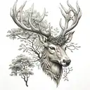 celtic deer head with trees tattoo design idea