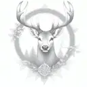 celtic deer head with trees tattoo design idea
