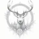 celtic deer head with trees tattoo design idea