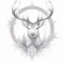 celtic deer head with trees tattoo design idea