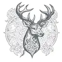 celtic deer head tattoo design idea