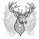 celtic deer head tattoo design idea
