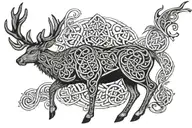 celtic deer tattoo design idea