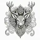 celtic deer head tattoo design idea