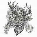 celtic deer head tattoo design idea