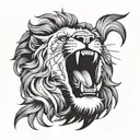 lion head roaring tattoo design idea