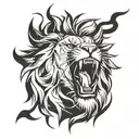 lion head roaring tattoo design idea