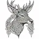 celtic deer head tattoo design idea