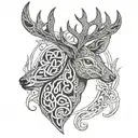 celtic deer head tattoo design idea