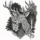 celtic deer head with trees tattoo design idea