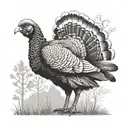 realistic strutting turkey in woods tattoo design idea