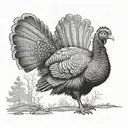 realistic strutting turkey in woods tattoo design idea