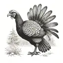 realistic strutting turkey in woods tattoo design idea