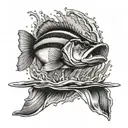 largemouth bass jumping out of water tattoo design idea
