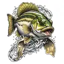 largemouth bass jumping out of water tattoo design idea