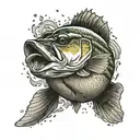 largemouth bass jumping out of water tattoo design idea