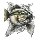 largemouth bass jumping out of water tattoo design idea