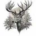 celtic deer head with trees tattoo design idea