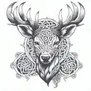 celtic deer head tattoo design idea