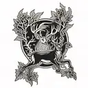 whitetail deer with turkey fan behind it tattoo design idea