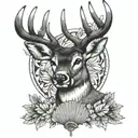 whitetail deer with turkey fan behind it tattoo design idea