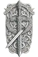 celtic knot with sword tattoo design idea
