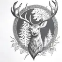 celtic deer head with trees tattoo design idea