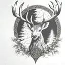 celtic deer head with trees tattoo design idea