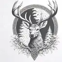 celtic deer head with trees tattoo design idea