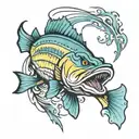 largemouth bass jumping out of water tattoo design idea