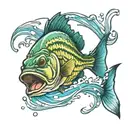 largemouth bass jumping out of water tattoo design idea