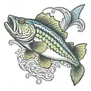 largemouth bass jumping out of water tattoo design idea