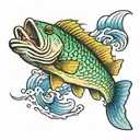 largemouth bass jumping out of water tattoo design idea