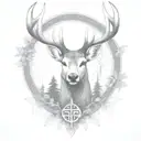 celtic deer head with trees tattoo design idea