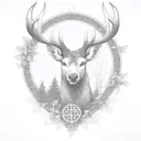 celtic deer head with trees tattoo design idea