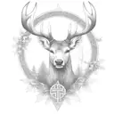 celtic deer head with trees tattoo design idea