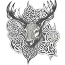 celtic deer head tattoo design idea