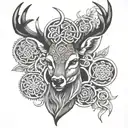 celtic deer head tattoo design idea